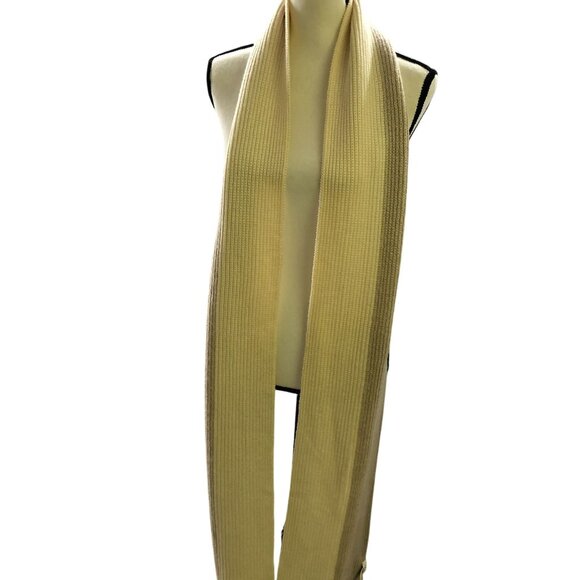 Kate Spade Wool Blend Winter Scarf Womens OS Cream Beige Knit Rectangle Long - Picture 2 of 8